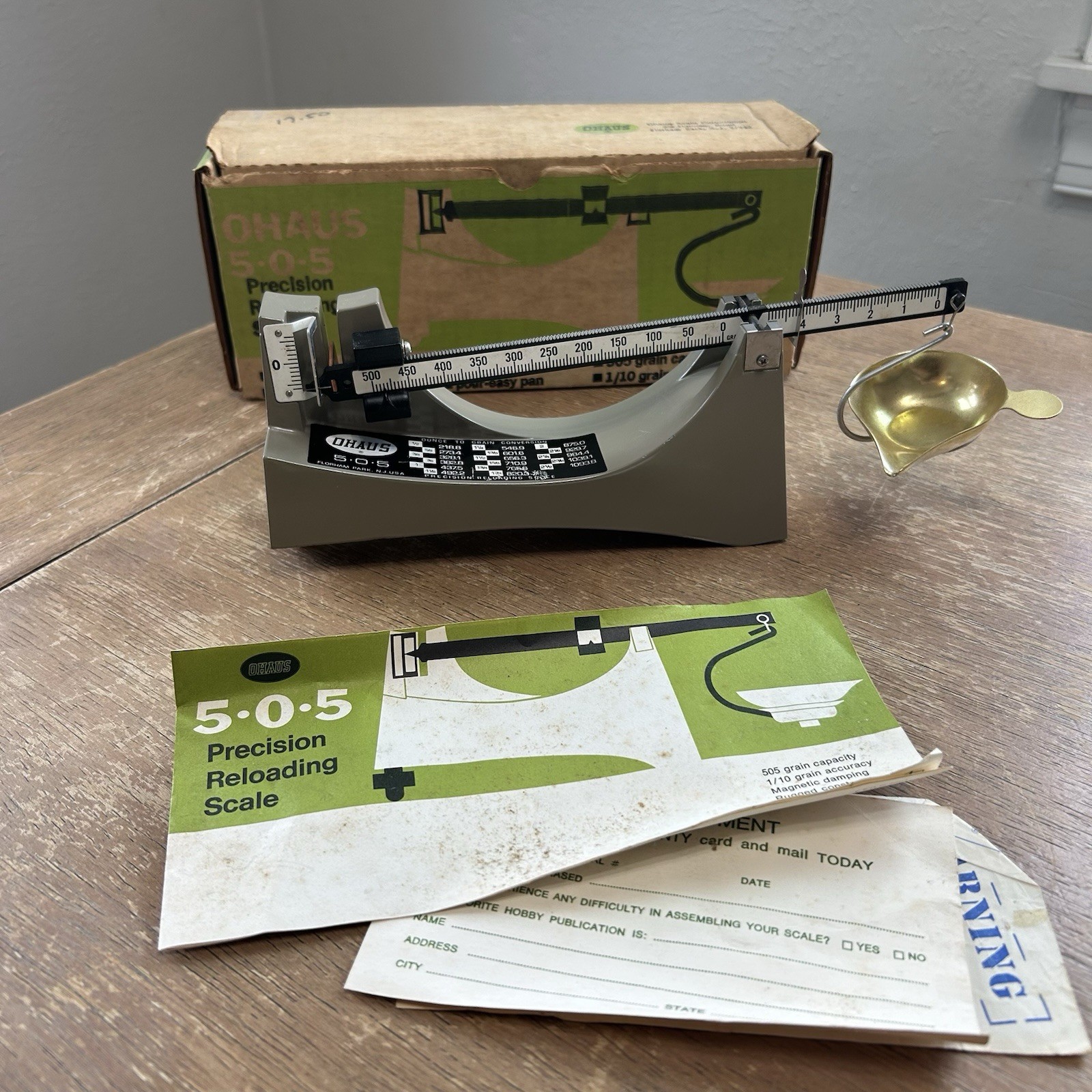 OHAUS 5 0 5 505-10 Precision Reloading Scale Balance Beam w/ Box & Instructions