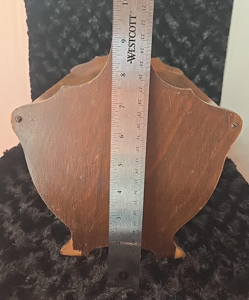 Vintage Wood Sewing Box hinged Flip Lid knobs Handle Primitive Colonial Caddy