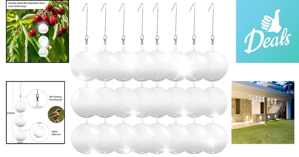Durable Bird Reflectors - 24 Double-Sided Discs for Effective Deterrence