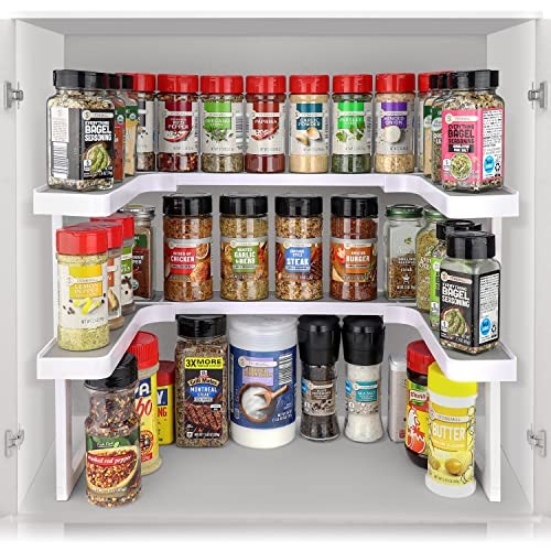 SPICY SHELF PATENTED SPICE RACK AND STACKABLE ORGANIZER , ADJUSTABLE - WHITE