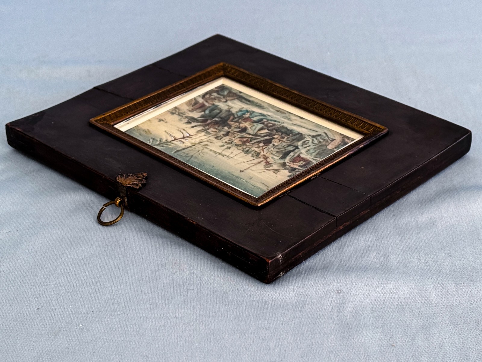 19C Hand Painted Battle Scene France Emperor Napoleon 1812 Russia Campaign