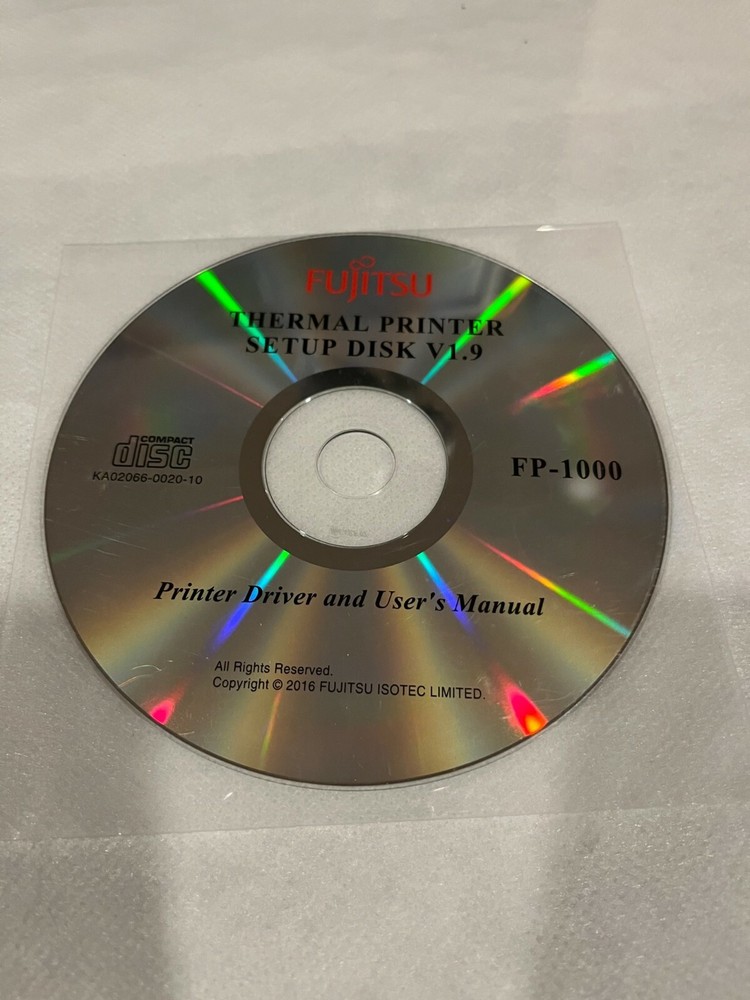 Fujitsu Thermal Printer Setup Disk V1.9 Printer Driver and User's Manual