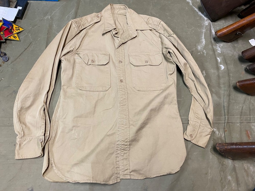 ORIGINAL WWII US ARMY OFFICER "KHAKI" CLASS A SHIRT- MEDIUM 40R