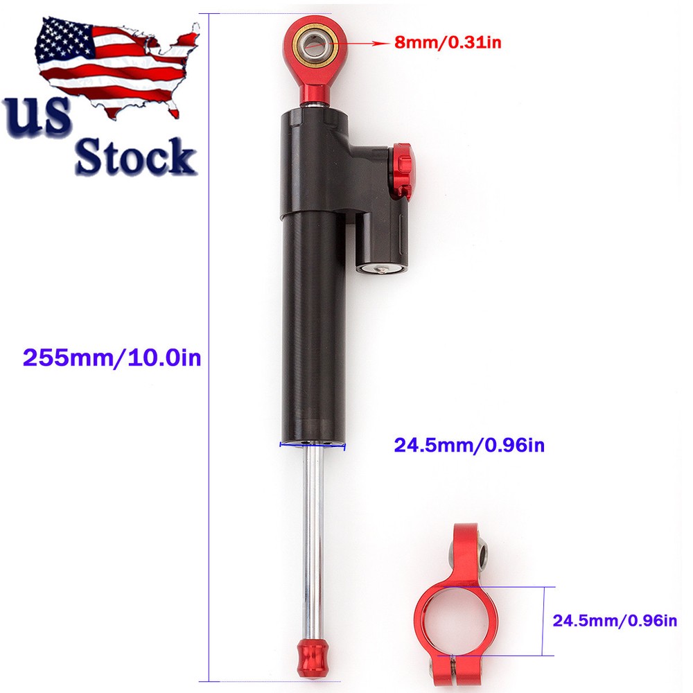 Motorcycle Universal CNC Adjustable Steering Damper Stabilizer Safety Black &Red
