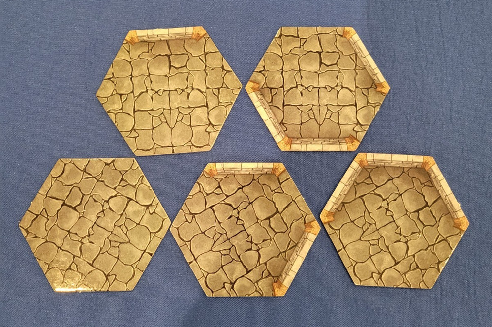 (5) Mythoard RPG Dungeon Hex Tiles 3 1/4"