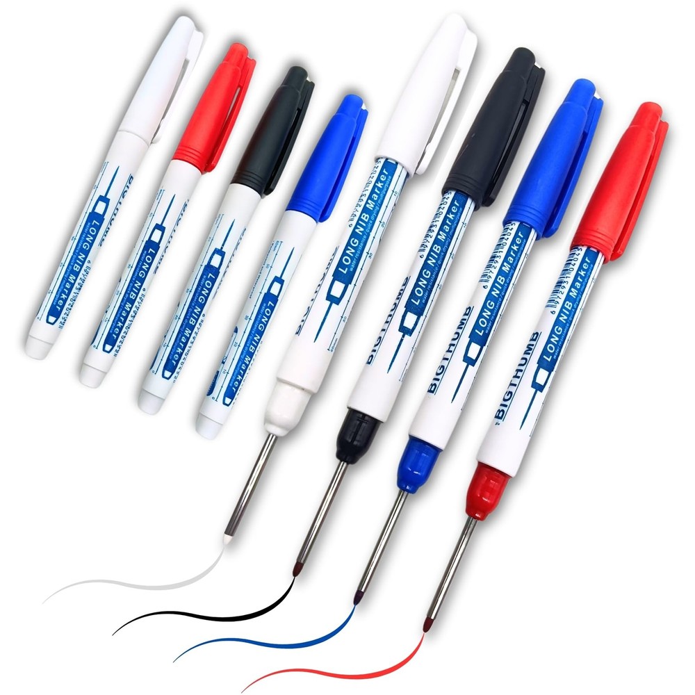 8 PCS Long Head Deep Hole Marker 33mm Multipurpose Nib Marking Tool