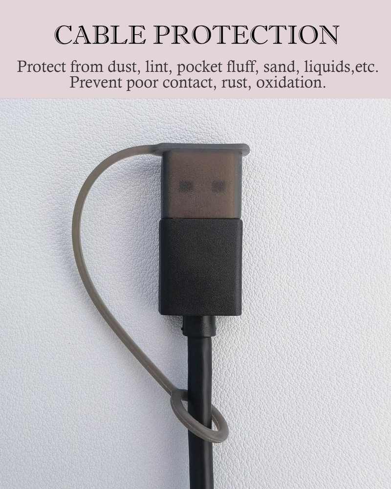 VSuRing 8Pcs USB Caps for A Cable Anti Loss A, Translucent Black