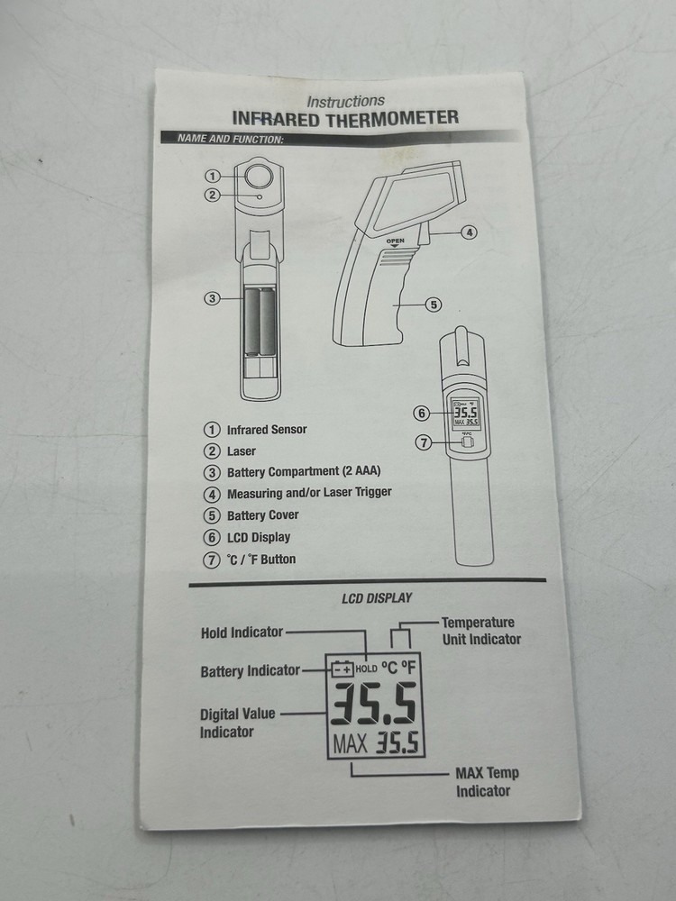 Blue-Point Infrared Thermometer RTEMPB3A Class II Laser +hard case working