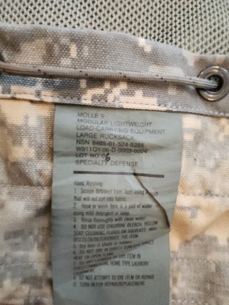 US ARMY RUCKSACK LARGE FIELD PACK MOLLE II ACU