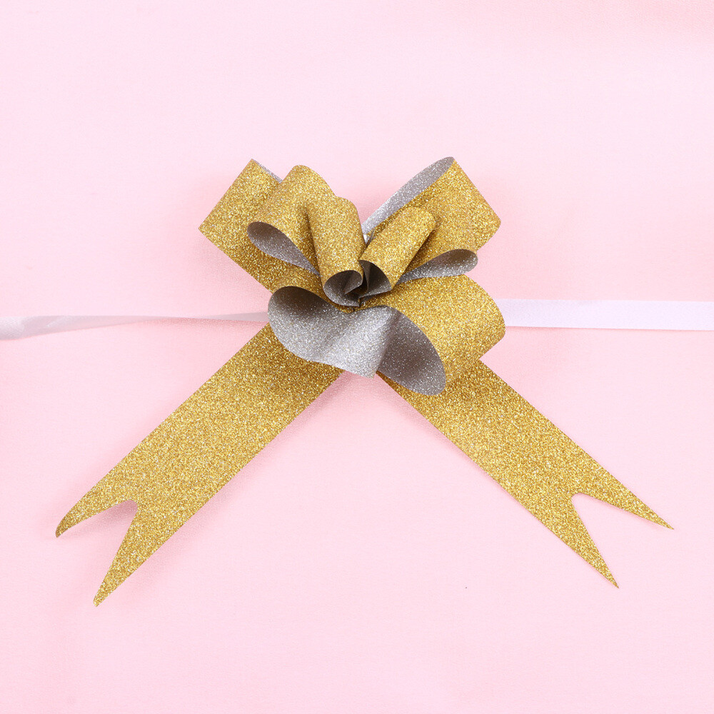 100PCS Glitter Pull Bows Gift Knot Ribbons String Bows for Gift Wrapping