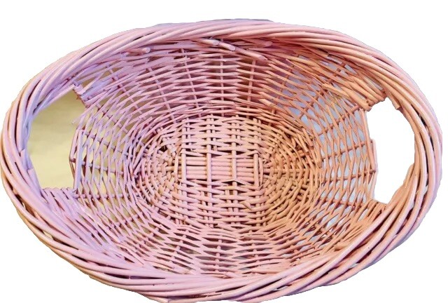 Oval Willow Pink Basket Wicker Easter Woven Tabletop Fruit Kitchen Decorative XL