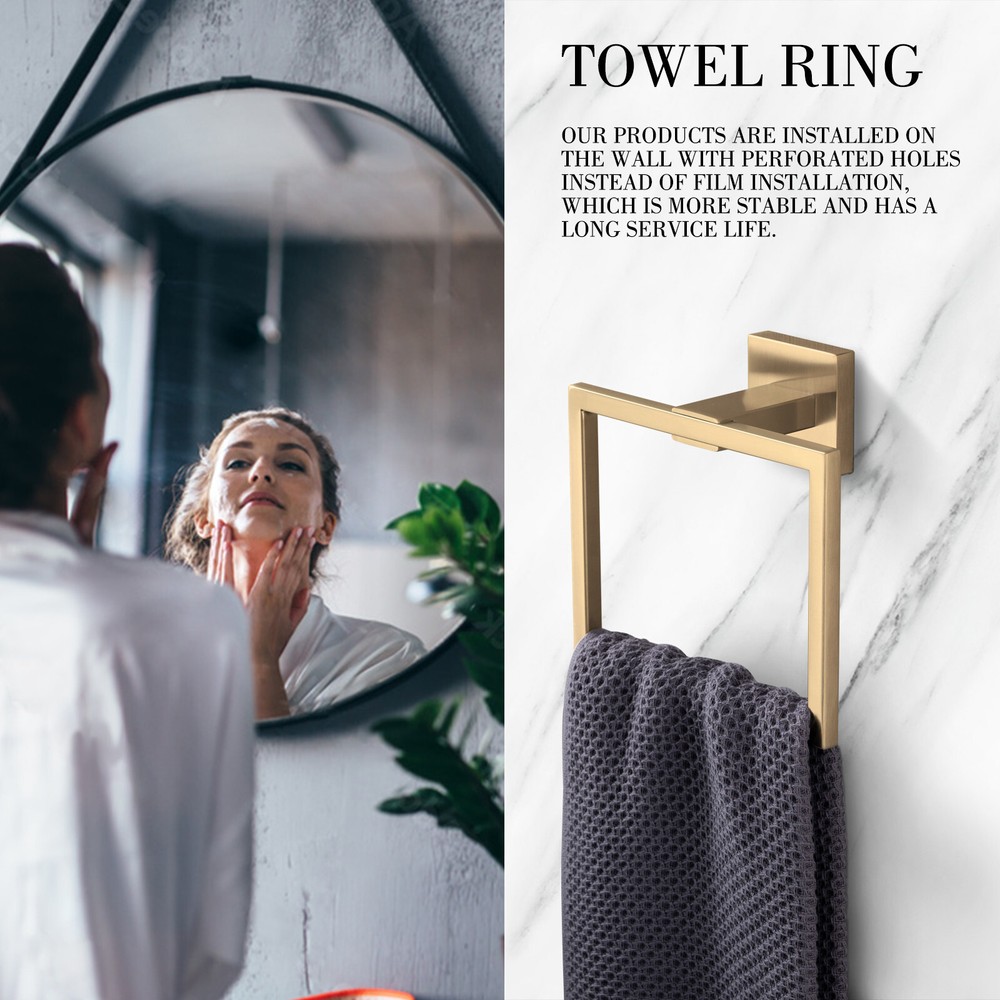 5 pcs Bathroom Hardware Accessories Set Towel Bar Set Brushed Gold