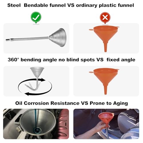 Steel Bendable Universal Spout Funnel with Filter and Flexible Pipe -