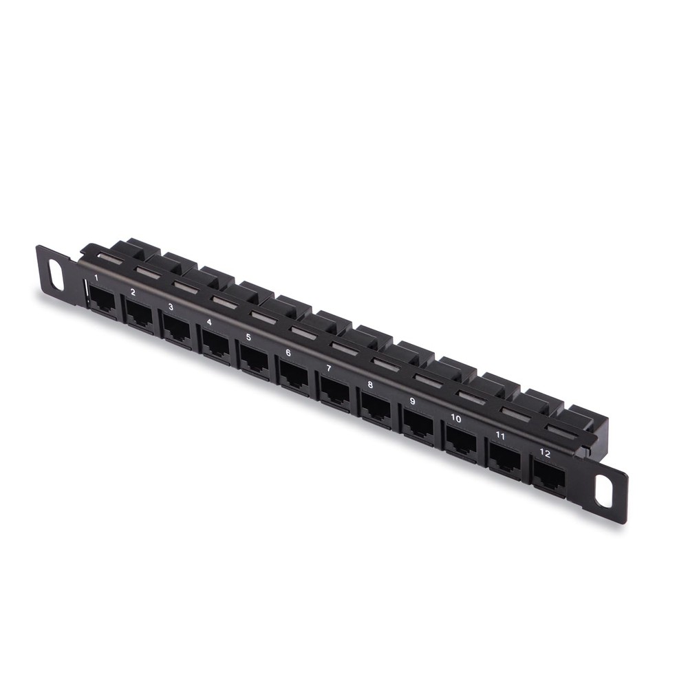 12 Port Patch Panel 10 Inch 0.5U CAT6 Network Rack Cabinet Shielded