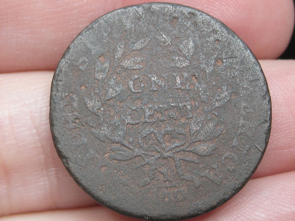 1798 Draped Bust Large Cent Penny- S-166, Reverse Die Break