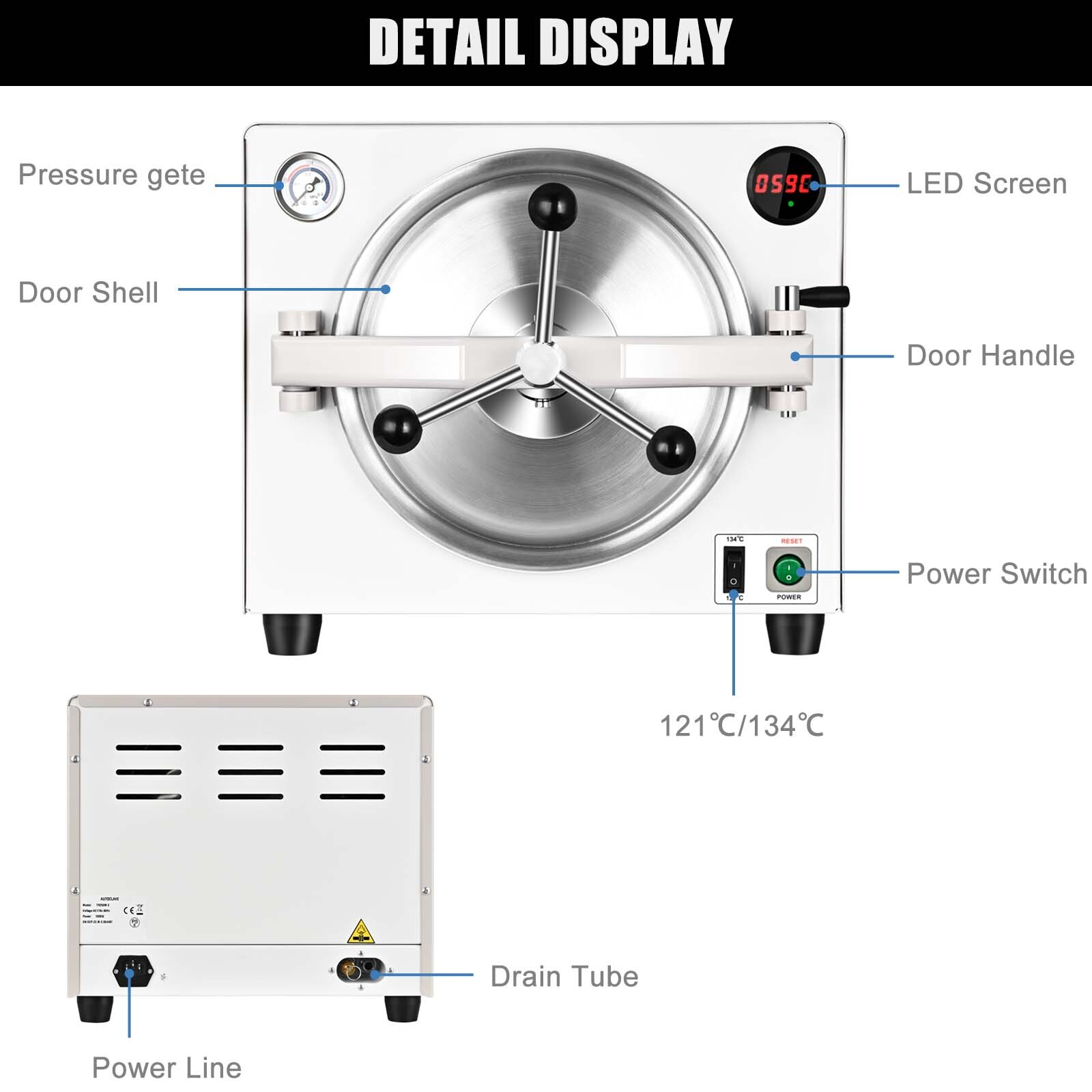18L Automatically Dental Medical Autoclave Sterilizer Vacuum Steam Sterilization
