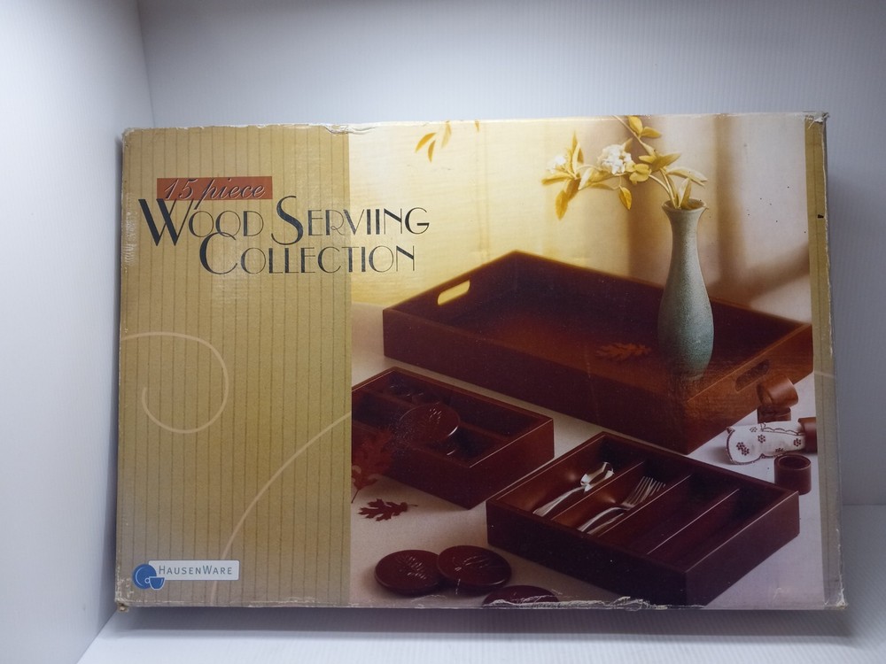 HausenWare 15pc Wood Serving Collection Tray