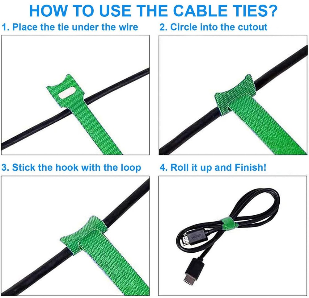 60Pcs 6" Adjustable Garland Ties Plant Cable Straps Nylon Reusable Hook and Loop