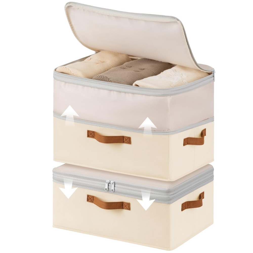 Large Closet Storage Bins - Compression Organizer Bins, Stackable Closet Orga...