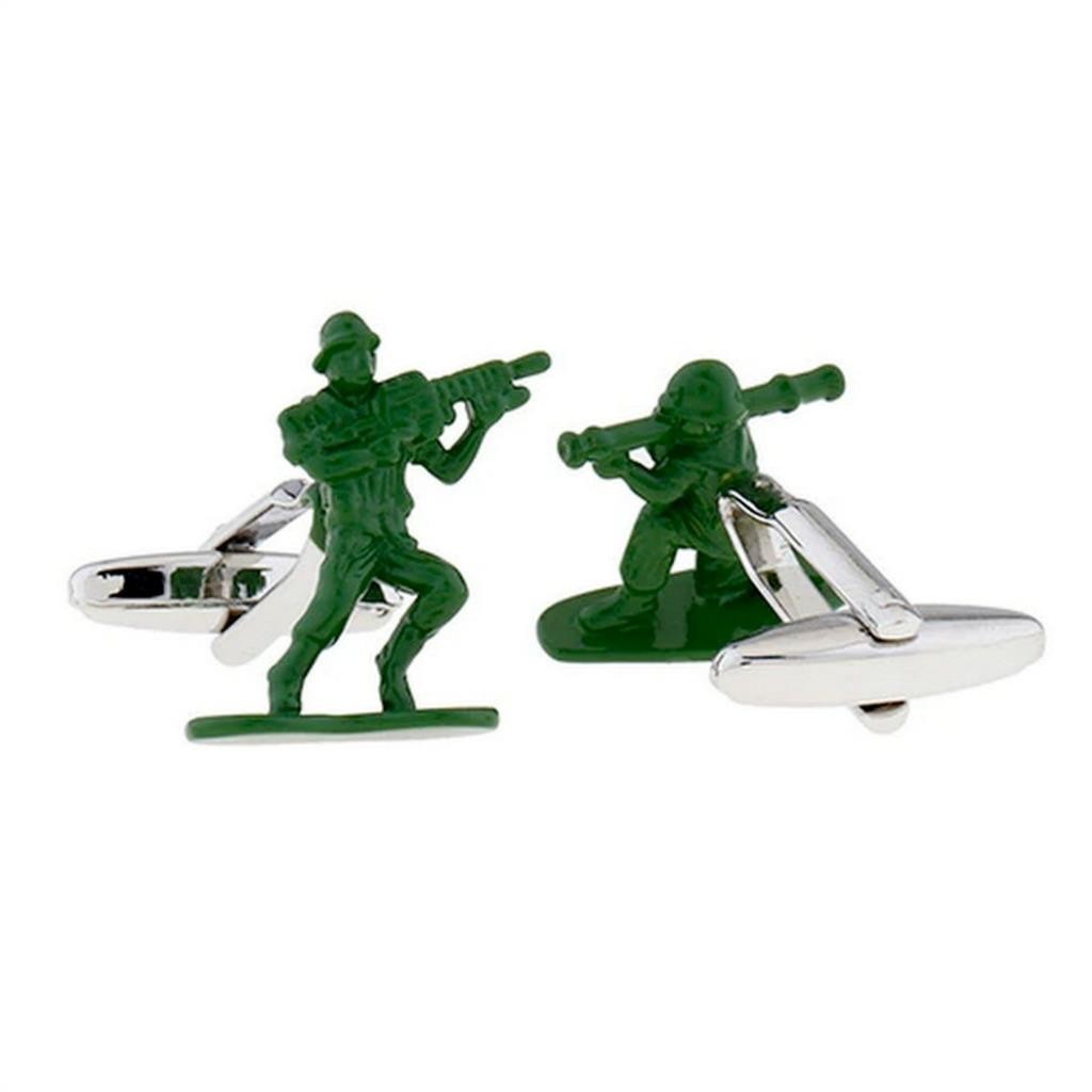 GREEN ARMY MEN CUFFLINKS Retro Toy Soldier Toy Story Shirt Wedding with Gift Bag