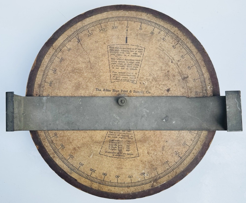 Rare Antique Plane Table Alidade Surveying Precision Mapping Tool Ohio 11"