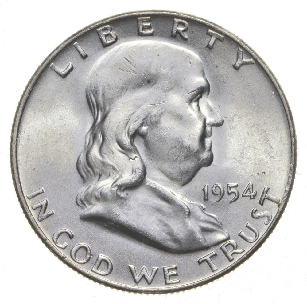 Choice Unc 1954 P Franklin Half Dollar Gem BU From Original Roll