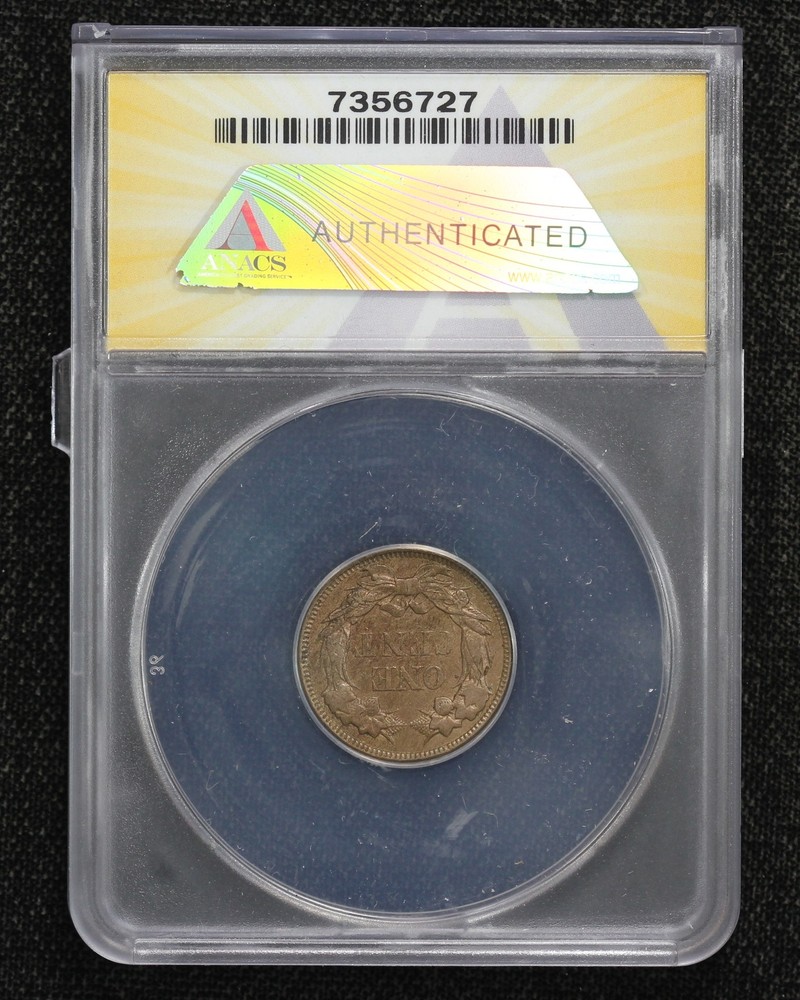 1857 Flying Eagle Cent ANACS AU-58 Details Cleaned 2AHB