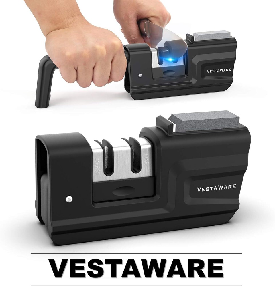 Kitchen Knife Sharpener - Vestaware Foldable 2-Stage Knife Sharpening Accessory