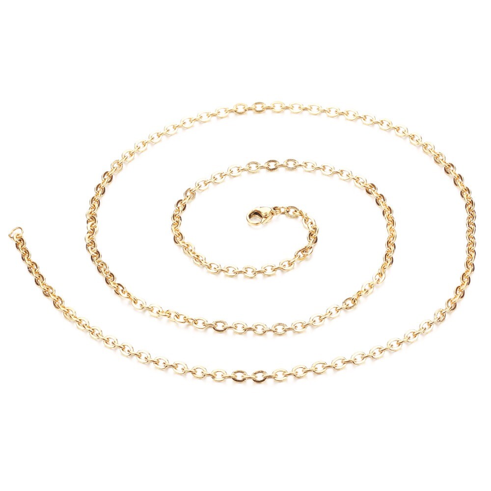 Wholesale 50pcs/lot Stainless Steel Gold Plated Link Chain Necklace 1/1.5/2mm
