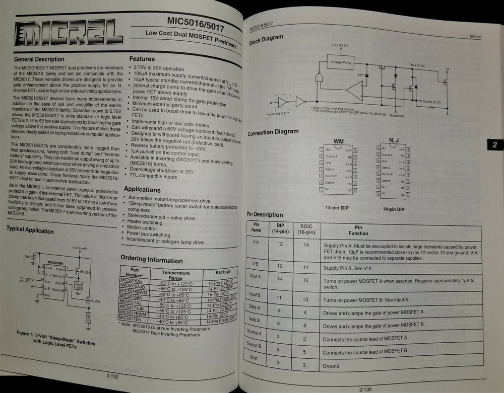 USED 1994 Micrel Semiconductor Data Book