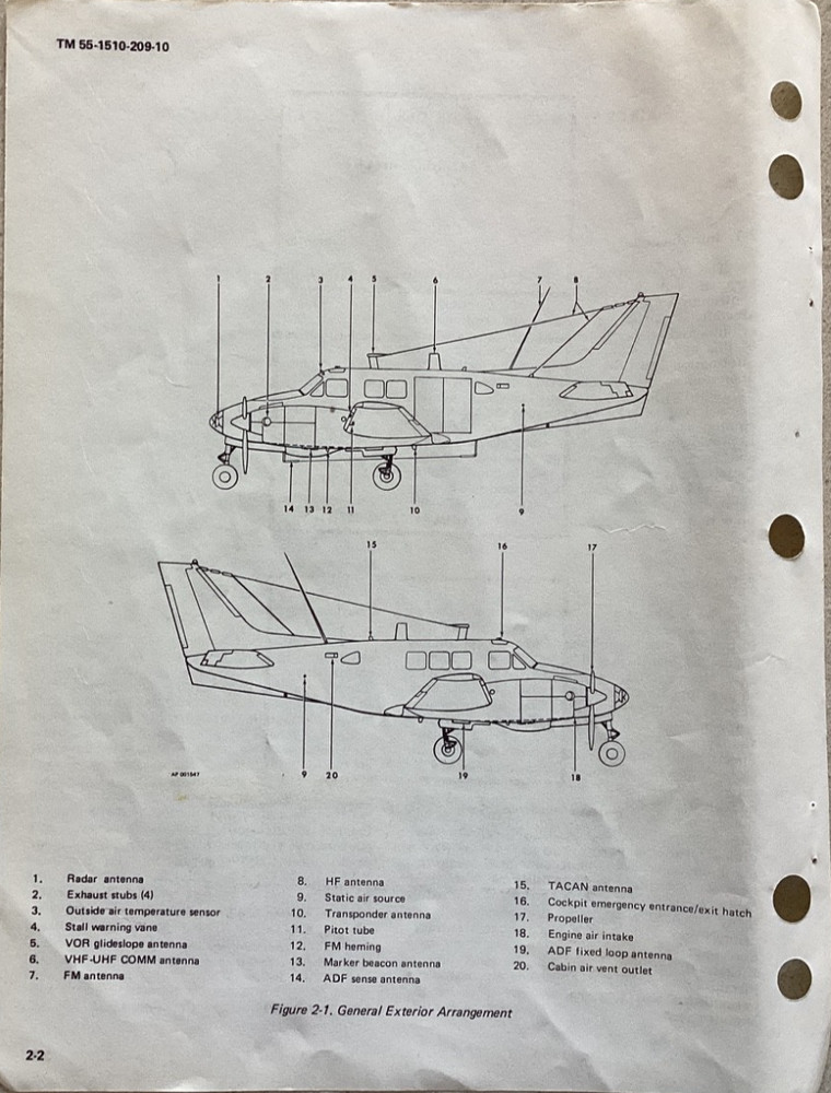 Army U-21A Aircraft Operator's Manual Used