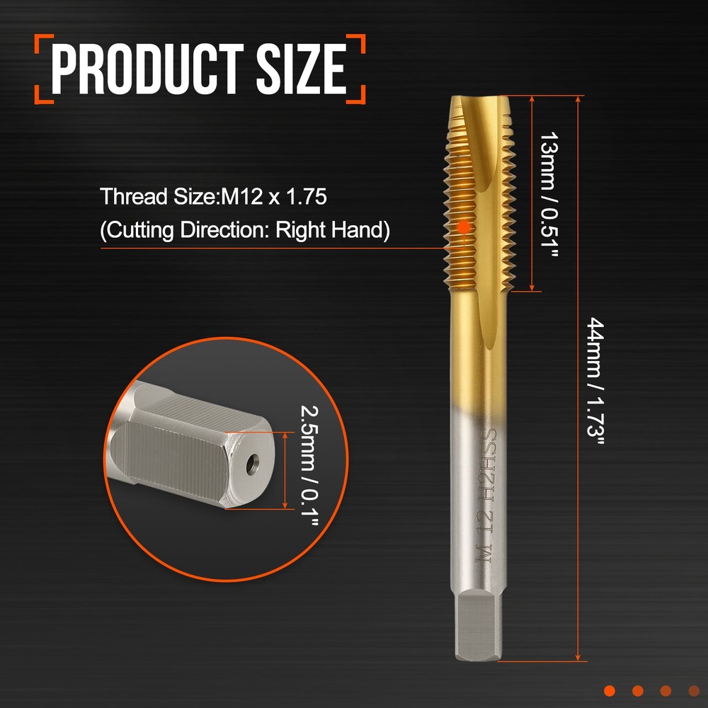 M12 x 1.75 Spiral Point Plug Threading Tap M2 Titanium Right Hand Screw Tapping