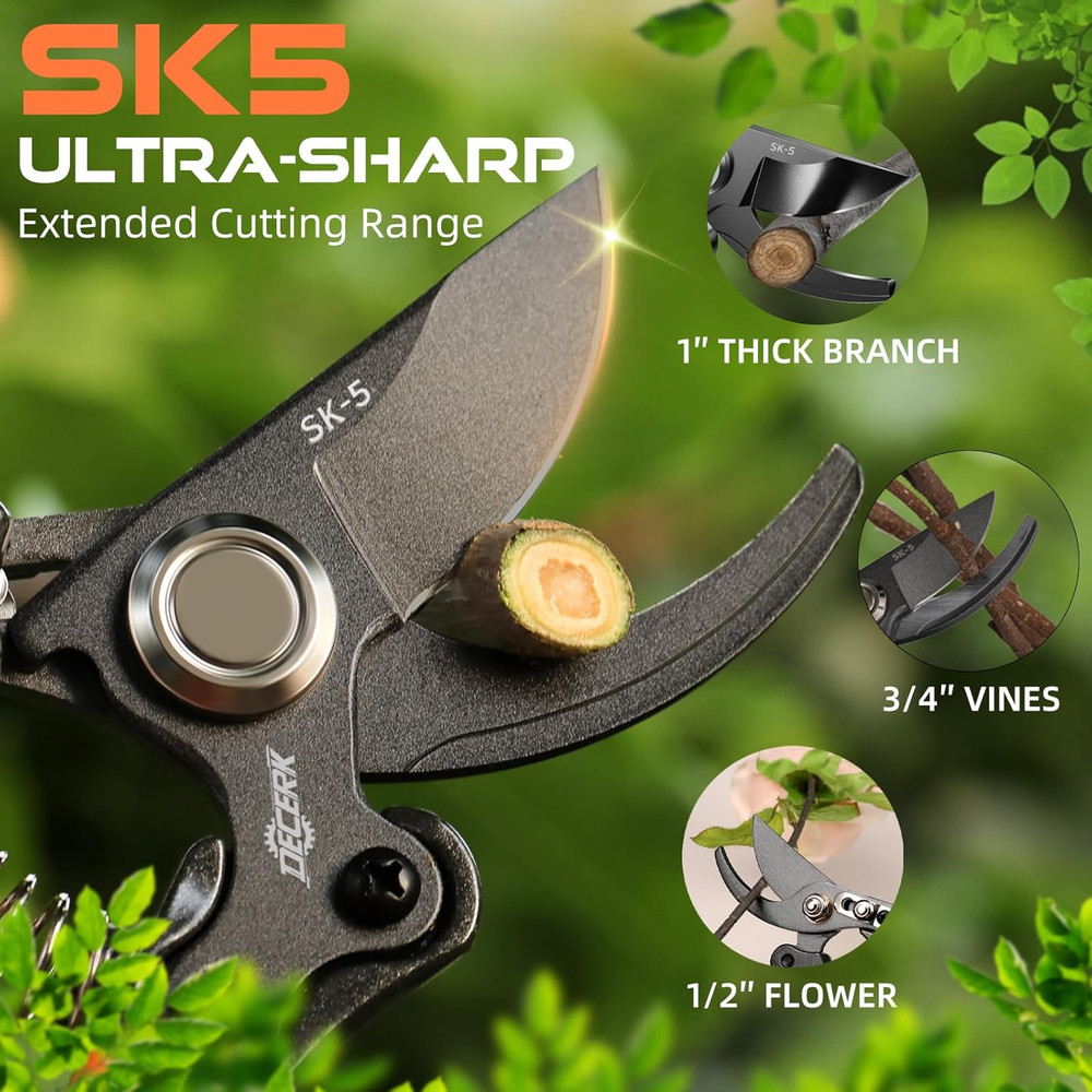 DECERK® 8.5" Professional Pruning Shears - Cuts 4X Easier with Ultra Sharp Japan