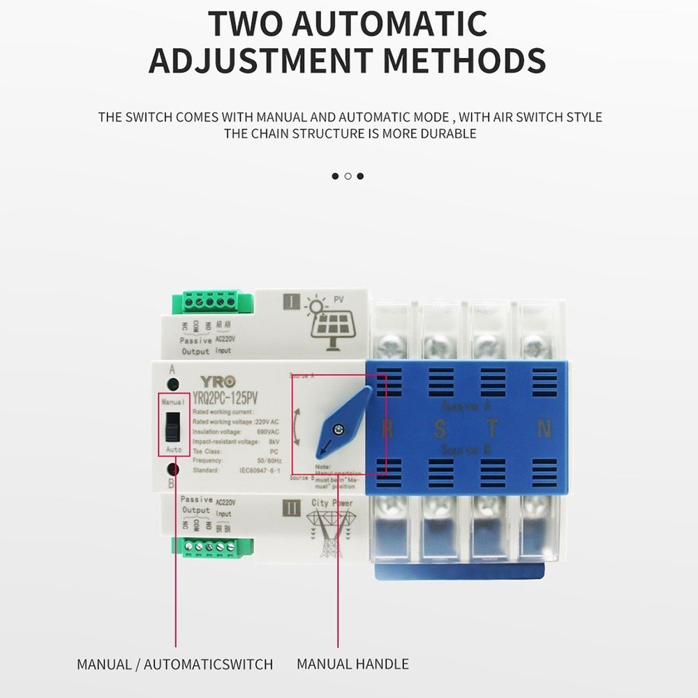 Transfer Switch Electrical Equipment 2P125A Automatic Changeover Switch