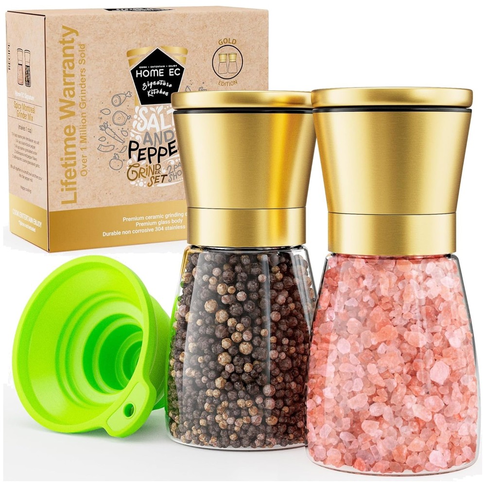 Elegant Gold Salt & Pepper Grinders Set