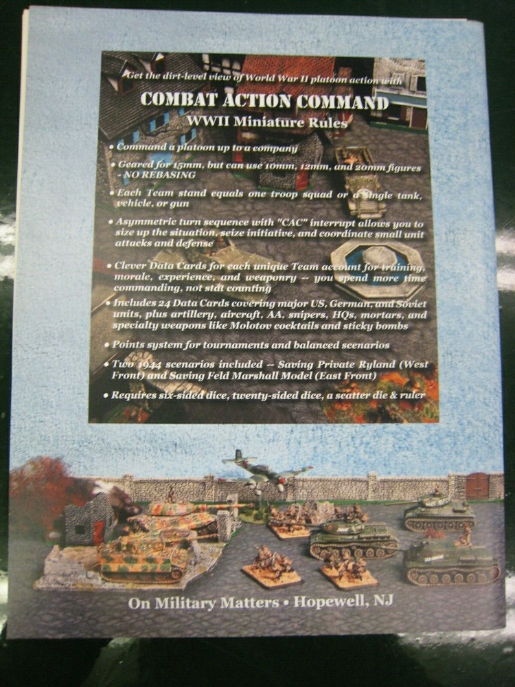Combat Action Command WWII Miniatures Rules New Uncut