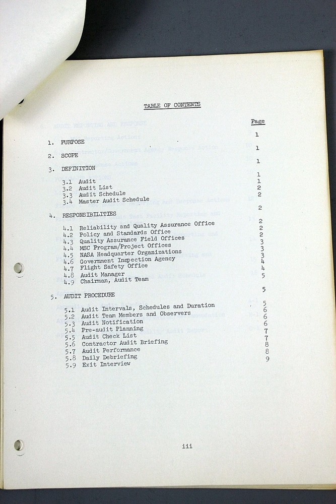 NASA MSCM 5311 Apollo Technical Manual Reliability Quality Audit 1968