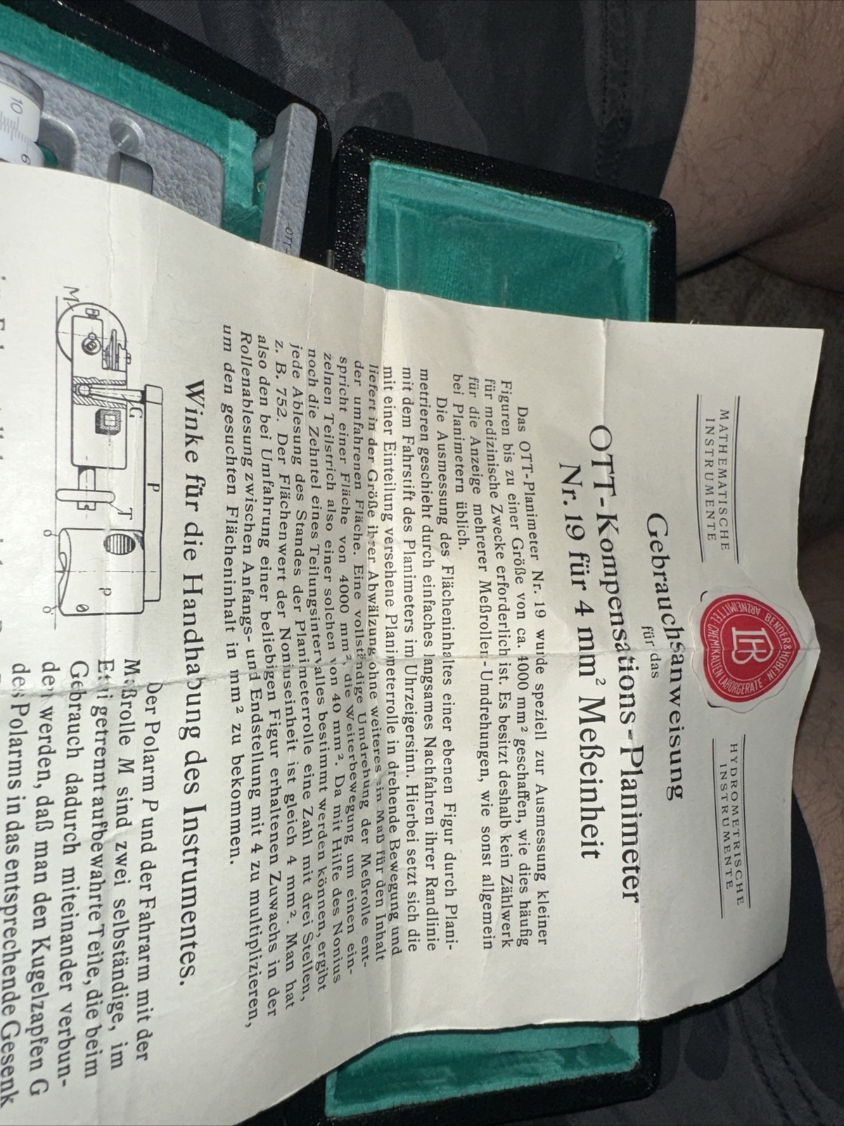 OTT Kompensations Planimeter Dr. Bender & Hobein 4mm² 84160