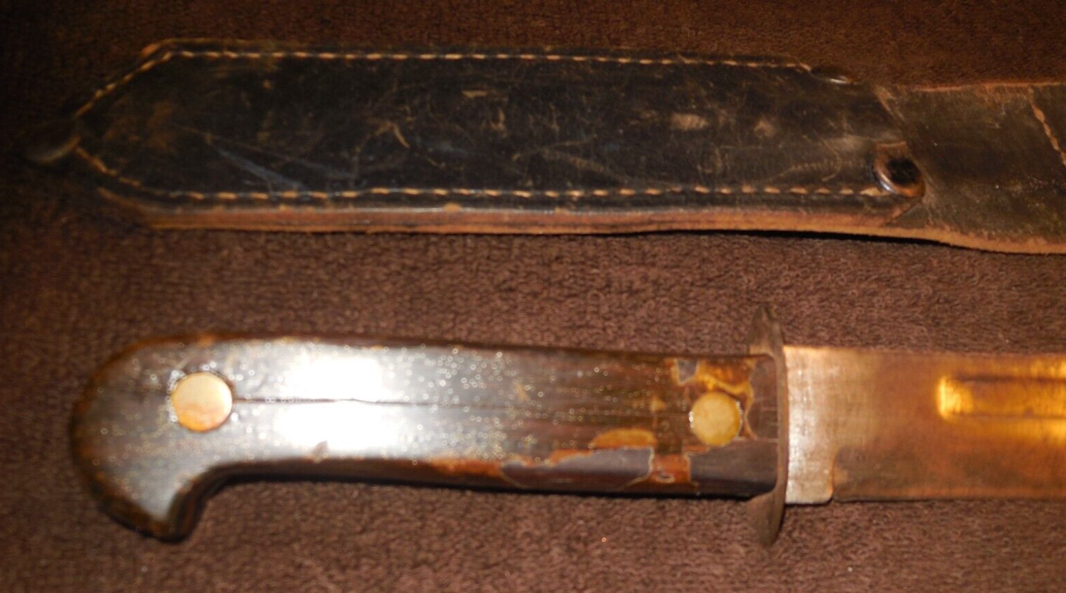 WW2 Royal Cutlery Knife Co. Fighting Knife And Leather Scabbard