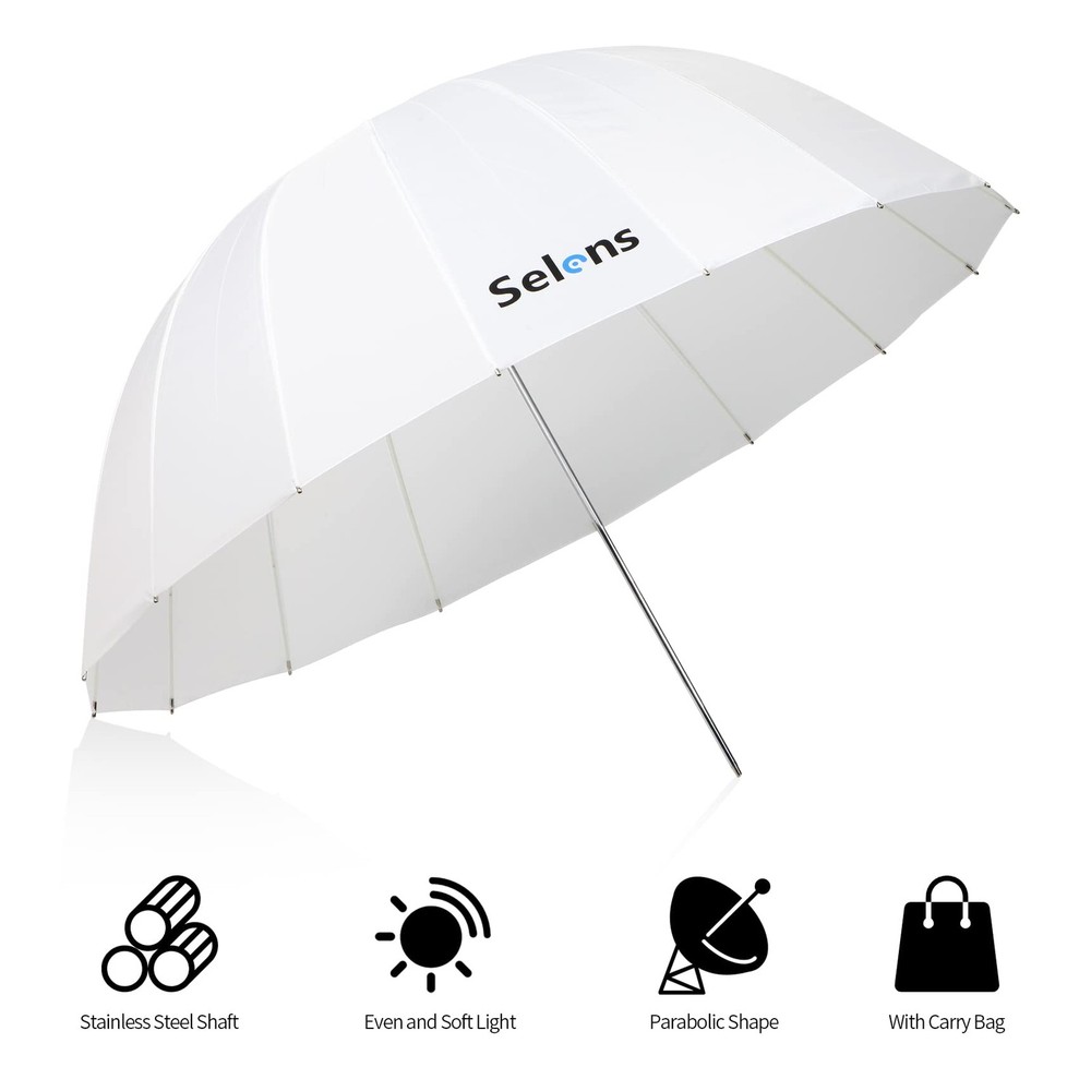 65 Inch Photography Studio Translucent Parabolic Lighting Reflective Umbrella...