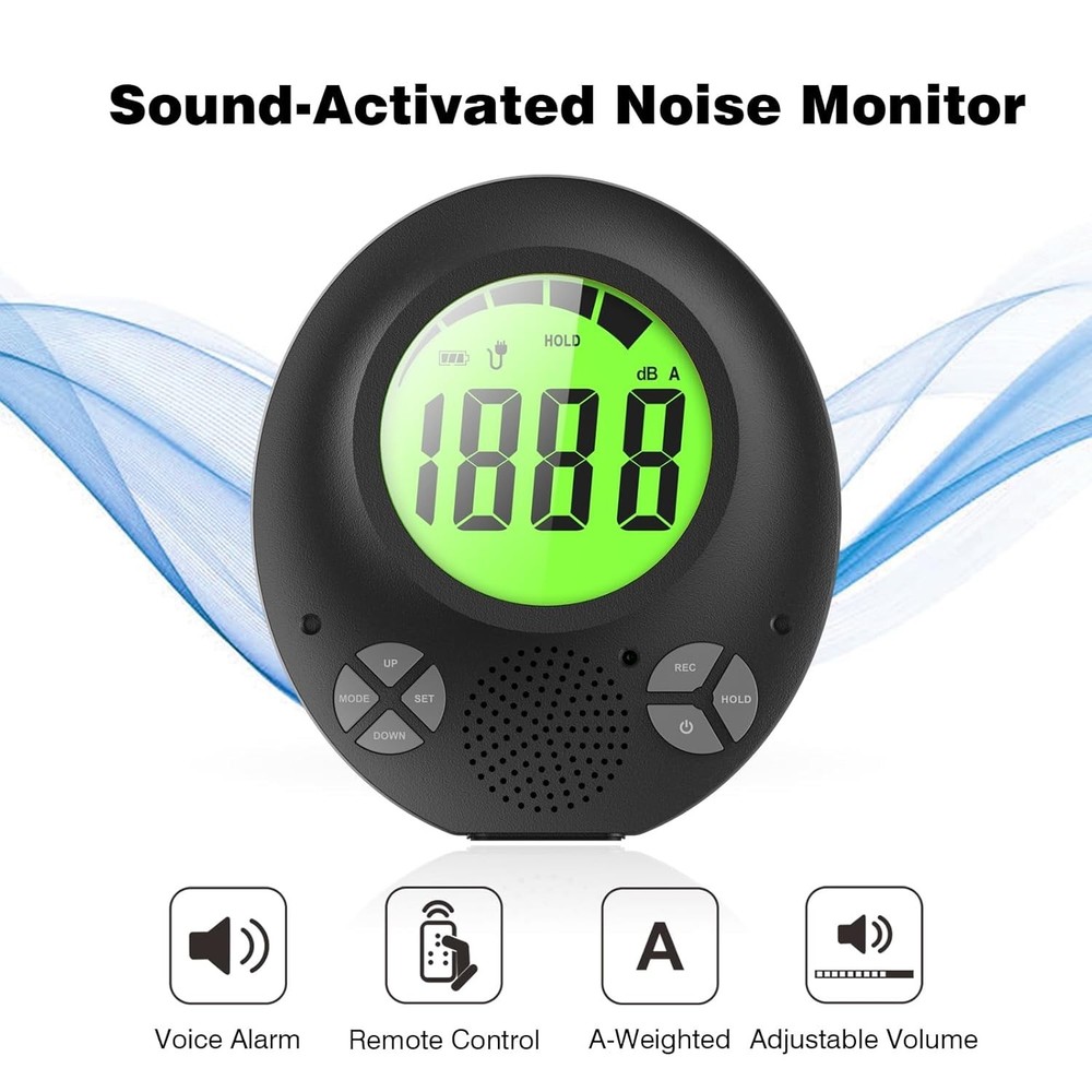 Digital Decibel Meter with DIY Voice Warning & Remote Control, Wall Hanging S...
