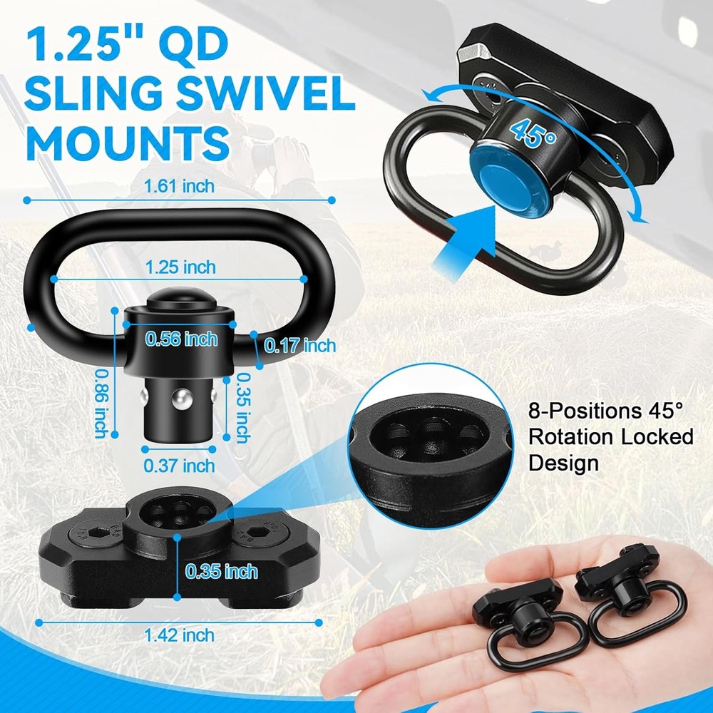 Two Point Traditional Sling with with 2 Pack Swivel Mounts,Adjustable Sling