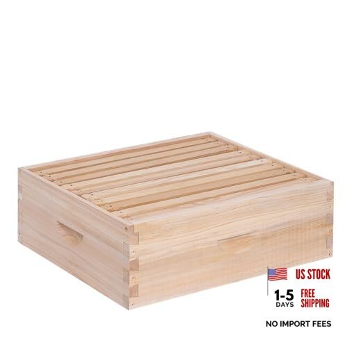 Medium Super Beehive Box,Langstoth Super Honey Bee Hive Box, Include 10 Frame