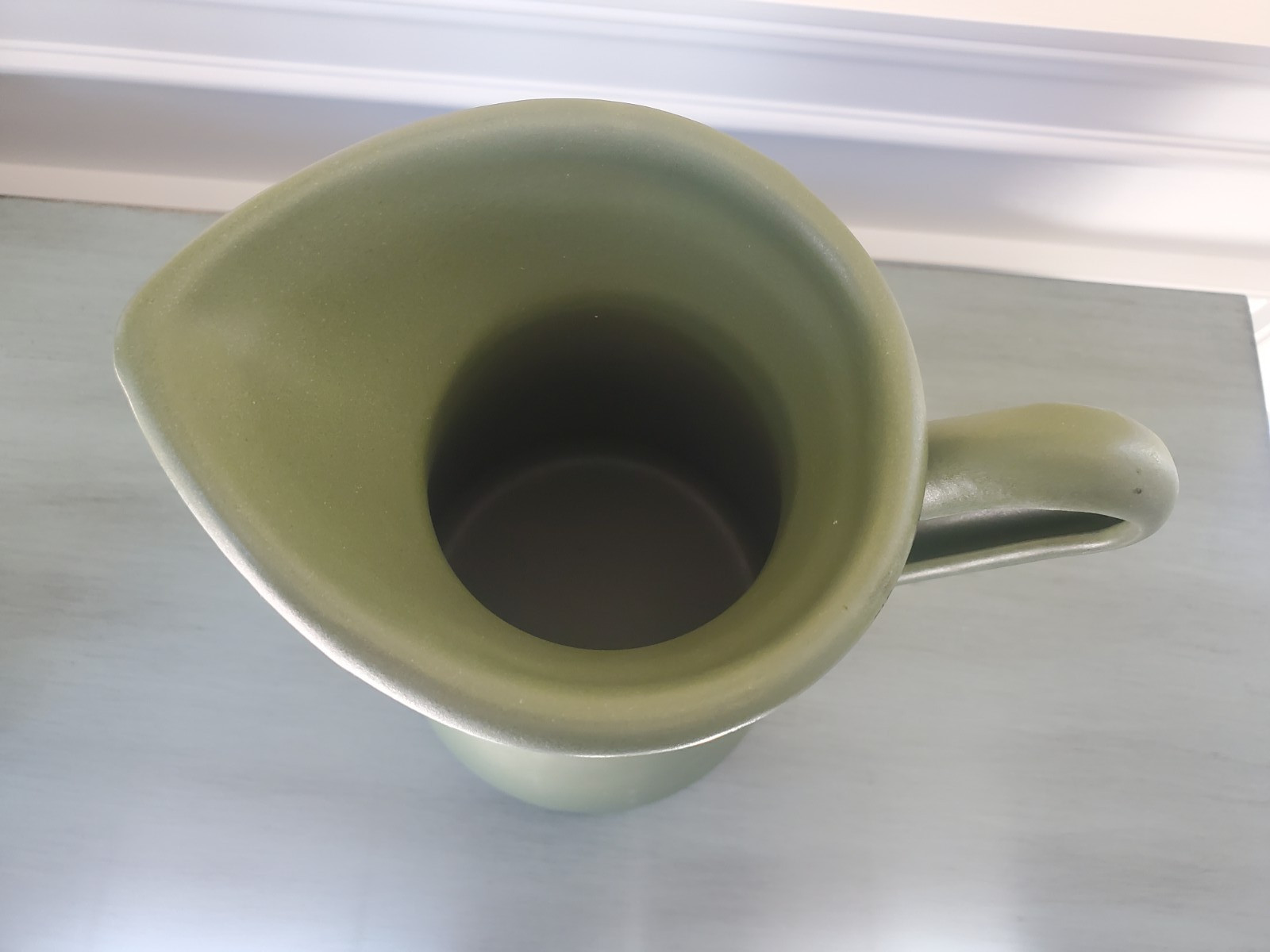 IKEA FARMHOUSE STYLE MATTE GREEN STEEL ENAMEL 9 INCH VASE/JUG