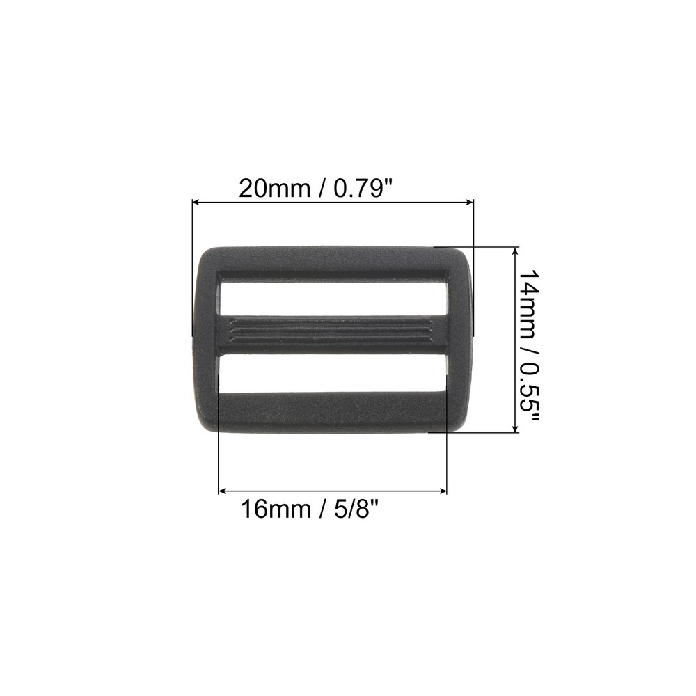 5/8 Inch Tri-Glide Slide Buckles, 50 Pack Webbing Strap Fastener, Black