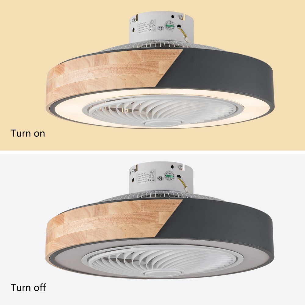 22'' Modern Ceiling Fan with Remote Dimmable LED Light Flush Mount Chandelier