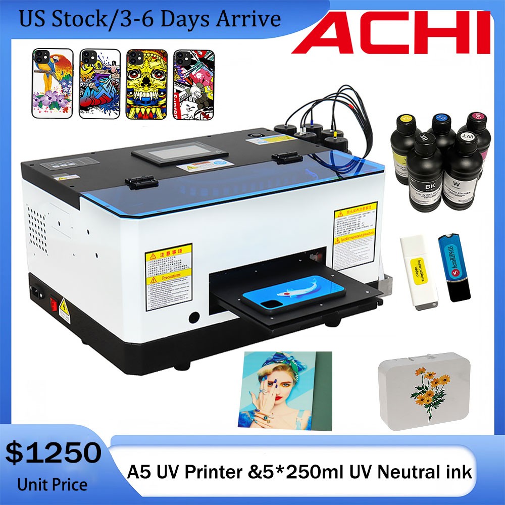 ACHI A5 UV Printer Epson L800 Print Head UV Flatbed Printer For Phone Case