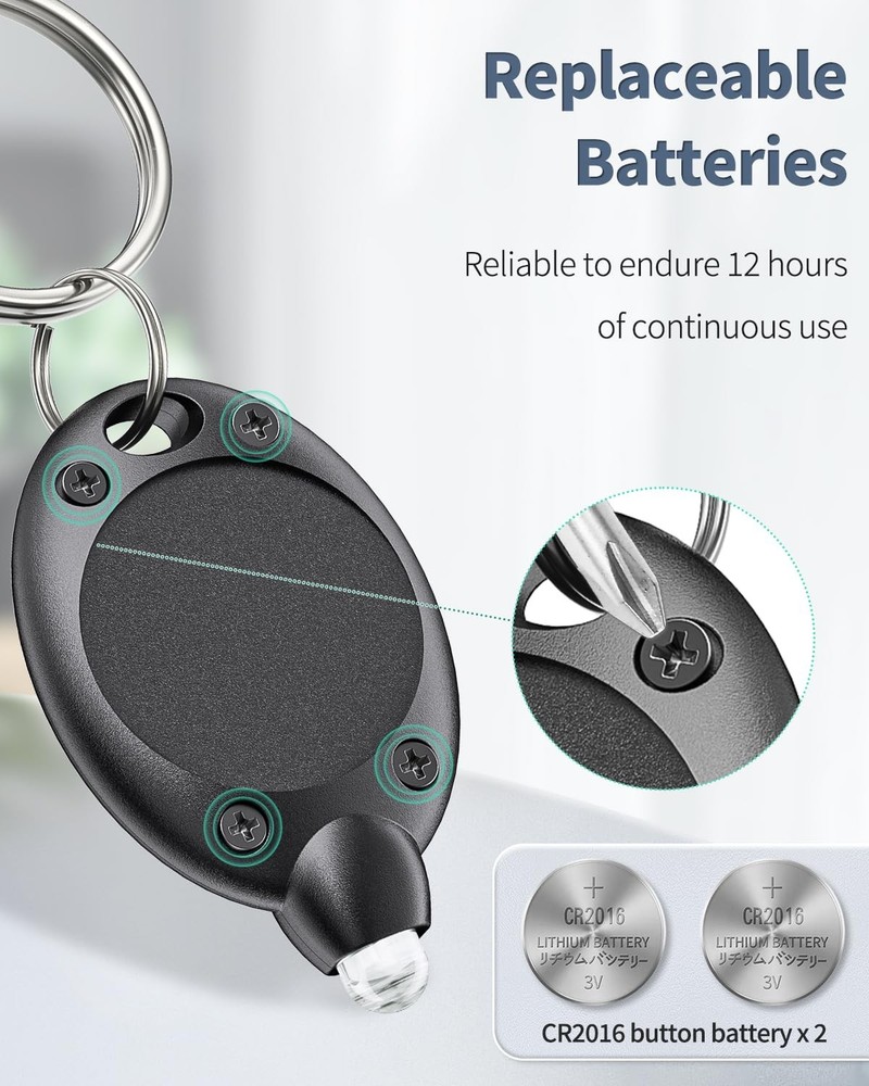 Uniclife 5 Pack LED Keychain Flashlight Mini 5 PCS, Black Shell, White Light