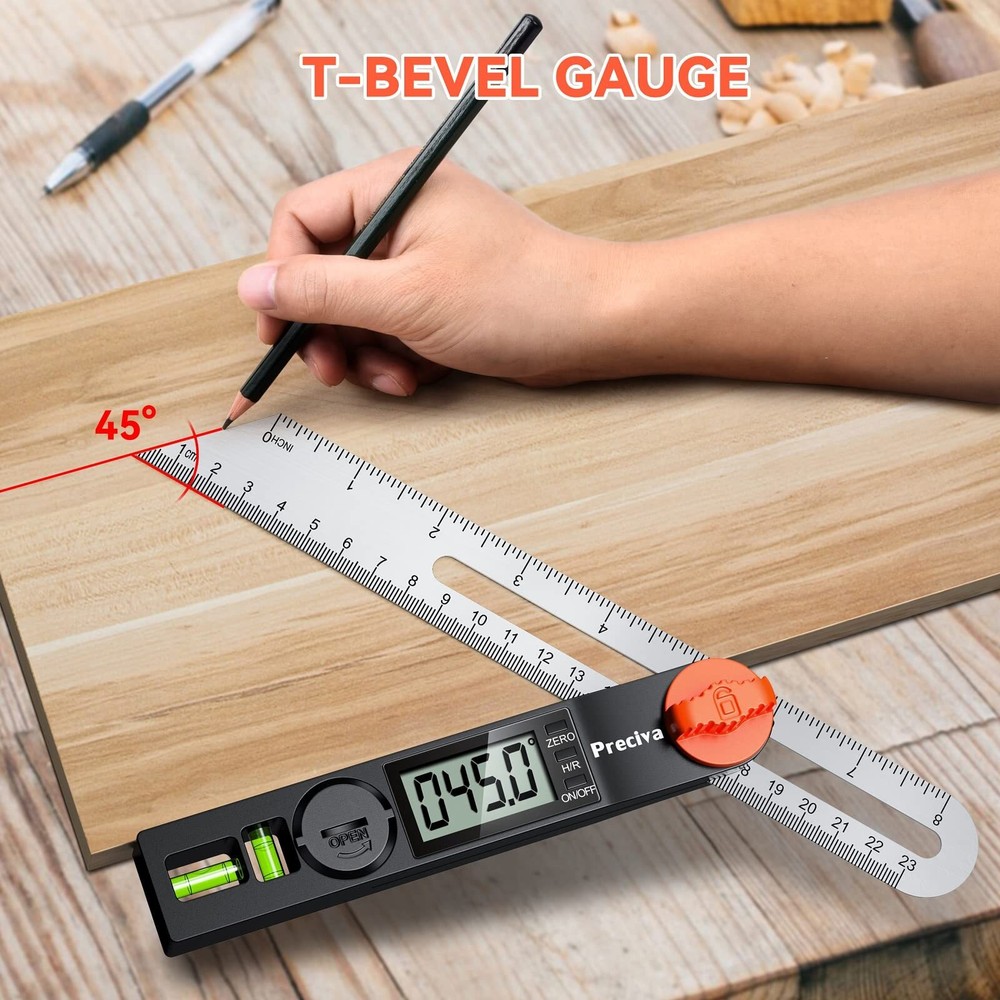 Tbevel Gauge & Protractor With Horizontal And Vertical Bubble0338ฐ Digital Angle