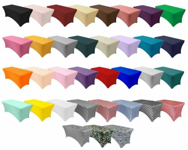 4 ft Rectangular Fitted Spandex Tablecloths, Party Folding Elastic Table Covers